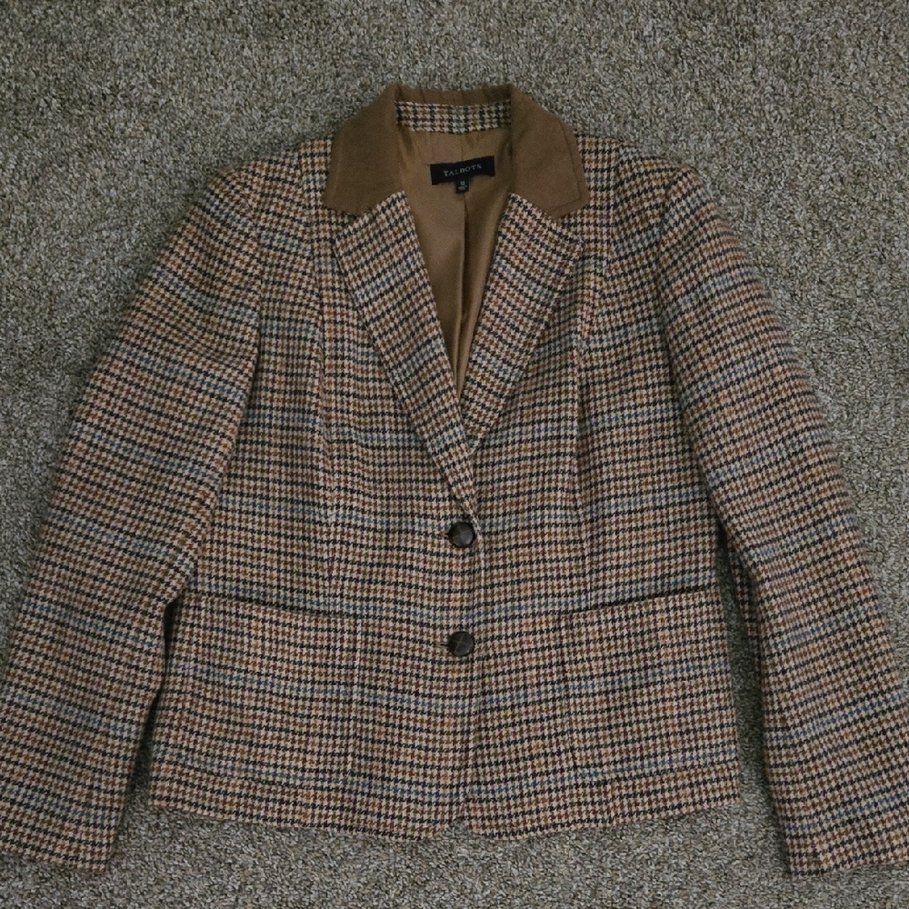 Talbots Brown Plaid Blazer